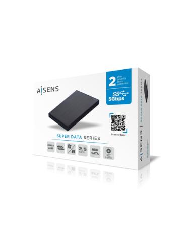 AISENS Caja externa 2,5" ASE-2530B 9.5 mm SATA a USB 3.0/USB 3.1 Gen1, Negra