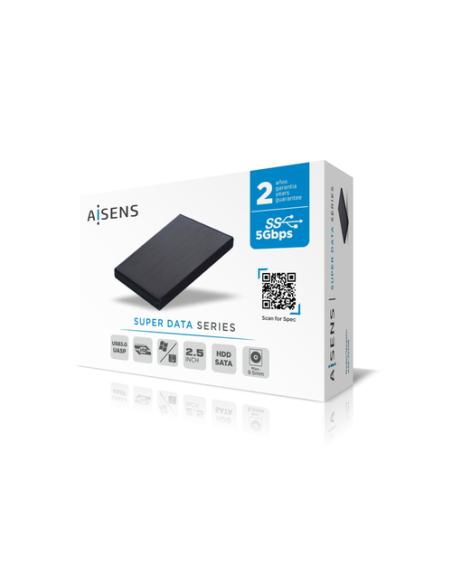 AISENS Caja externa 2,5" ASE-2530B 9.5 mm SATA a USB 3.0/USB 3.1 Gen1, Negra