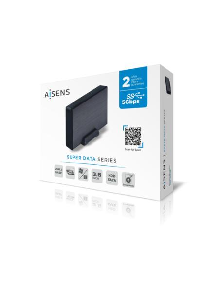 AISENS Caja externa 3,5" ASE-3530B SATA a USB 3.0/USB 3.1 Gen1, Negra
