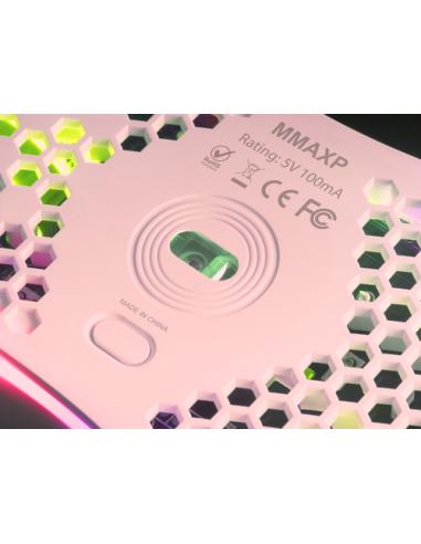 Mars Gaming MMAX, Ratón Ultraligero 69g, Óptico 12400DPI, Chroma RGB, Soft, Rosa