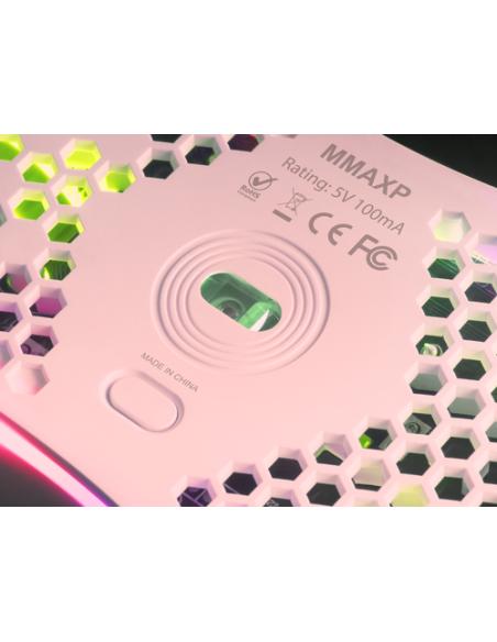 Mars Gaming MMAX, Ratón Ultraligero 69g, Óptico 12400DPI, Chroma RGB, Soft, Rosa