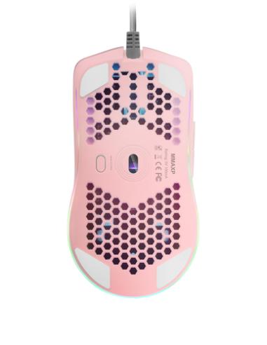 Mars Gaming MMAX, Ratón Ultraligero 69g, Óptico 12400DPI, Chroma RGB, Soft, Rosa