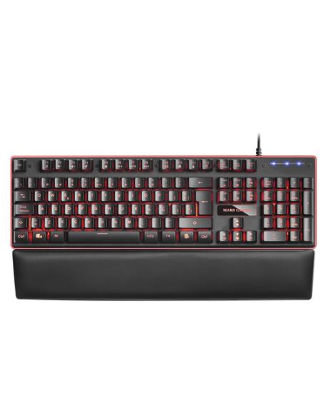 Mars Gaming MK320ES, Teclado Gaming H-Mech, 13 Modos RGB y Halo, Reposamuñecas Acolchado, Antighosting, Idioma Español, Color Ne