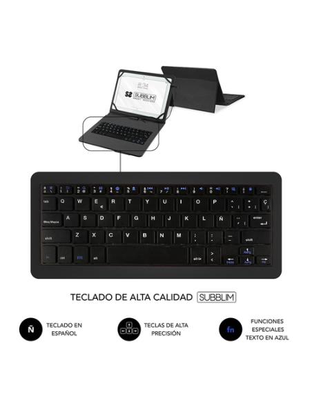 SUBBLIM Funda con Teclado Micro USB - USB C KEYTAB PRO USB 10,1" Black
