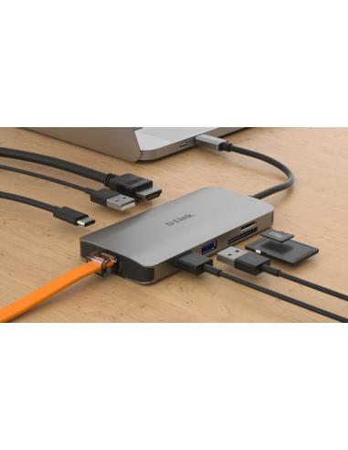 D-Link DUB-M810 base para portátil y replicador de puertos Alámbrico USB 3.2 Gen 1 (3.1 Gen 1) Type-C Aluminio