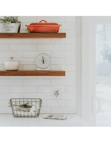 Nanocable Base de enchufe de pared tipo schuko con 2 tomas USB Max. 2.4A, blanca