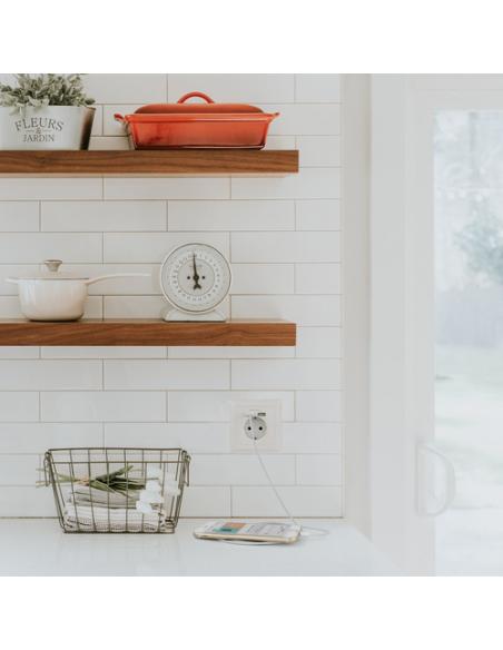 Nanocable Base de enchufe de pared tipo schuko con 2 tomas USB Max. 2.4A, blanca