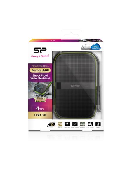 Silicon Power Armor A60 disco duro externo 4 TB 2.5" Micro-USB B 3.2 Gen 1 (3.1 Gen 1) Negro, Verde