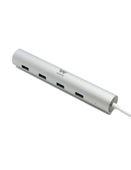 Woxter Hub 73 USB 3.2 Gen 1 (3.1 Gen 1) Type-A 5000 Mbit/s Plata