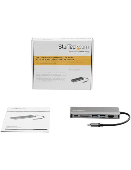 StarTech.com Adaptador Multipuertos USB-C - Docking Station Portátil USB Tipo C a HDMI de 4K - Hub Ladrón USB 3.0 de 2 Puertos -