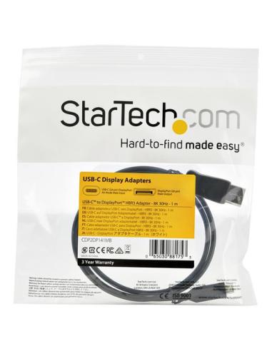StarTech.com Cable de 1m USB-C a DisplayPort 1.4 - Convertidor Adaptador de Vídeo USB Tipo C 8K/5K/4K - HBR3/HDR/DSC - Cable Con