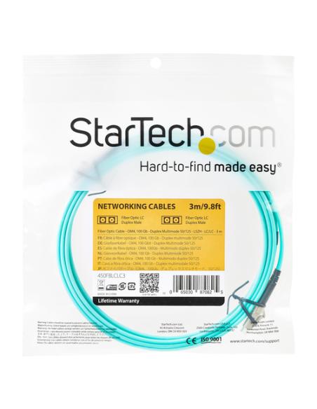 StarTech.com Cable de 3m de Fibra Óptica Multimodo LC/UPC a LC/UPC OM4 - 50/125µm - Fibra LOMMF/VCSEL - Redes de 100G - Cable LS