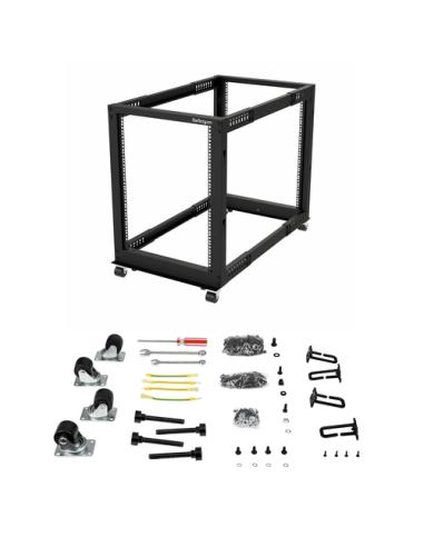 StarTech.com Rack 15U Móvil de Marco Abierto de 4 Columnas para Servidores - Rack de Cuatro Columnas de 19 Pulgadas para Equipo 