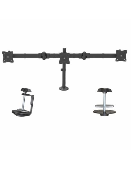 StarTech.com Brazo para 3 Monitores de Montaje en Escritorio - Soporte VESA Ergonómico para 3 Monitores de hasta 27" - Mástil Ar