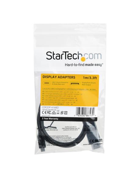 StarTech.com Cable de 1m USB-C a DisplayPort 1.4 - Convertidor Bidireccional Adaptador de Vídeo USB Tipo C - HBR3/HDR/DSC - Cabl