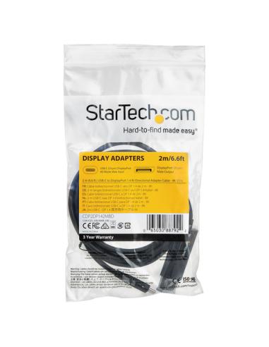 StarTech.com 2m - Cable USB-C a DisplayPort 1.4 - Bidireccional