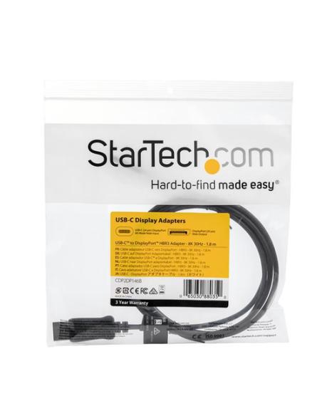 StarTech.com CDP2DP146B adaptador de cable de vídeo 1,8 m USB Tipo C DisplayPort Negro
