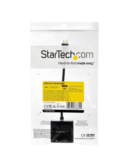 StarTech.com Cable de 1m USB-C a DisplayPort 1.4 HBR3 con Entrega de Alimentación PD de 60W - Convertidor Adaptador de Vídeo USB