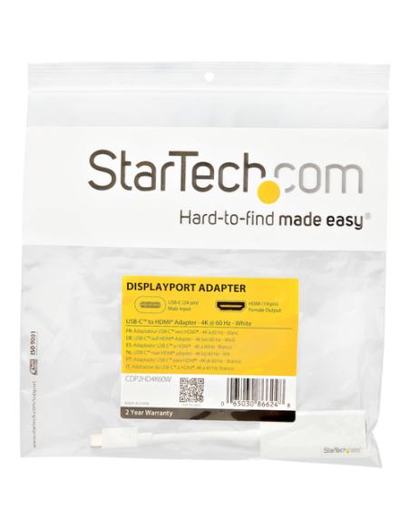 StarTech.com Adaptador USB-C a HDMI - 4K 60Hz - Blanco