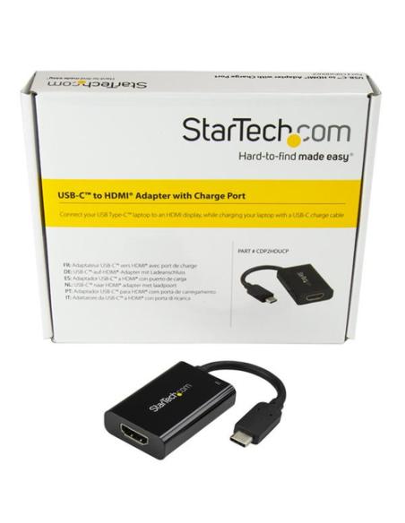 StarTech.com Adaptador USB-C a HDMI 4K con Entrega de Alimentación por USB - 60 Watts - Negro