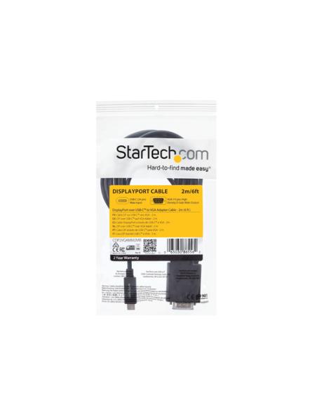 StarTech.com Cable de 2m USB C a VGA - Cable Adaptador Activo de Vídeo de 1920x1200/1080p USB Tipo C a VGA - Compatible con Thun