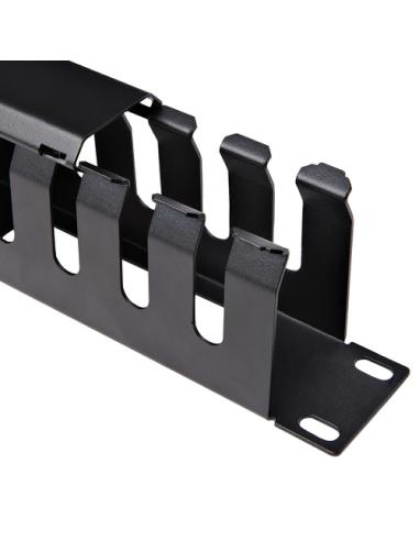 StarTech.com Panel Canaleta 1U de Gestión de Cables para Rack de Conductos Horizontales con Tapa - Conducto de Cables para Rack 