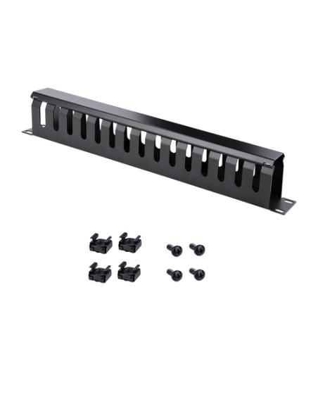 StarTech.com Panel Canaleta 1U de Gestión de Cables para Rack de Conductos Horizontales con Tapa - Conducto de Cables para Rack 