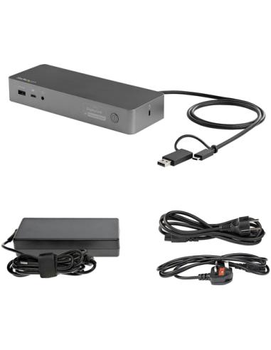 StarTech.com Docking Station Universal para Portátil - Replicador de Puertos Híbrido USB-C/-A - 2x HDMI y DP 4K - PD 100W - Mac 