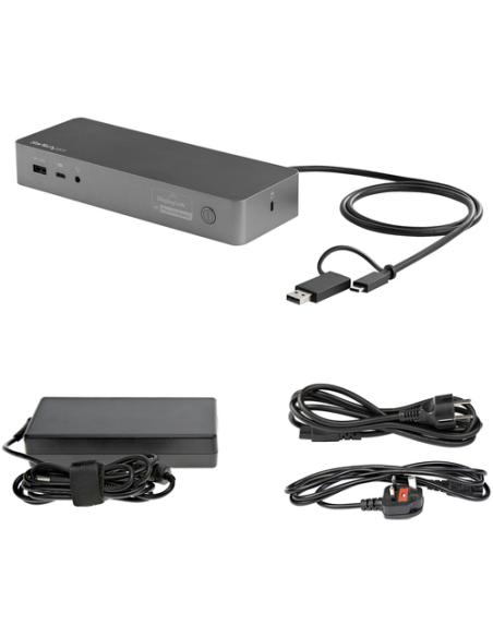 StarTech.com Docking Station Universal para Portátil - Replicador de Puertos Híbrido USB-C/-A - 2x HDMI y DP 4K - PD 100W - Mac 
