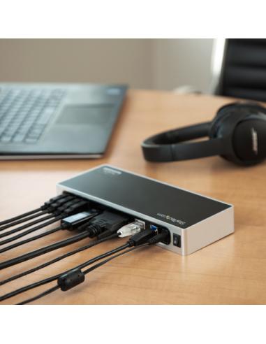 StarTech.com Replicador de Puertos USB 3.0 - Docking Station de Portátil para Dos Pantallas con Vídeo HDMI & DVI/VGA - Ladrón Hu