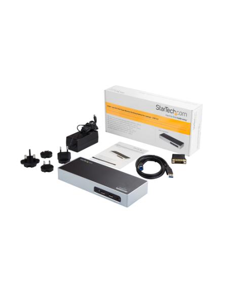 StarTech.com Replicador de Puertos USB 3.0 - Docking Station de Portátil para Dos Pantallas con Vídeo HDMI & DVI/VGA - Ladrón Hu