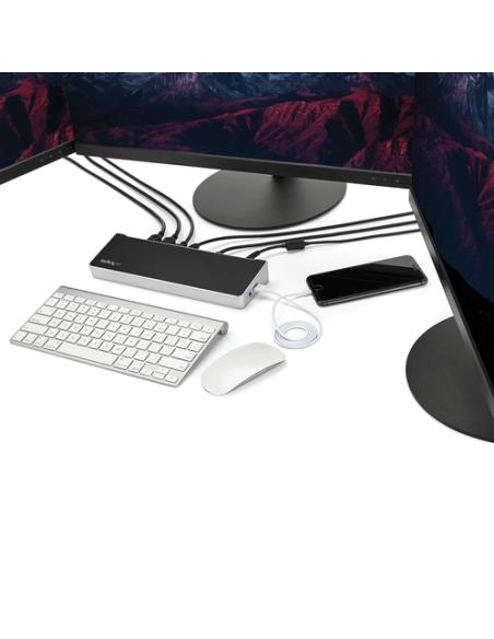 StarTech.com Dock USB-C para 3 Monitores 4K - Hub Ladrón de 5 Puertos USB 3.2 5Gbps - HDMI y DisplayPort - Mac y Windows - Docki