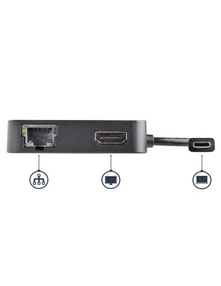 StarTech.com Adaptador Multipuertos USB C - Mini Dock Portátil USB-C 4K HDMI - Gigabit Ethernet - Hub USB 3.0 (1x USB-A 1x USB-C