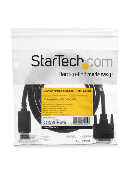 StarTech.com Cable 1,8m Adaptador de Vídeo DisplayPort a DVI - Conversor DP - Hasta 1920x1200 - Pasivo