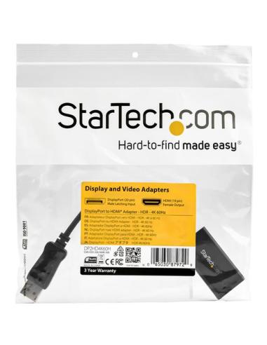 StarTech.com Adaptador DisplayPort a HDMI con HDR - 4K 60Hz - Negro