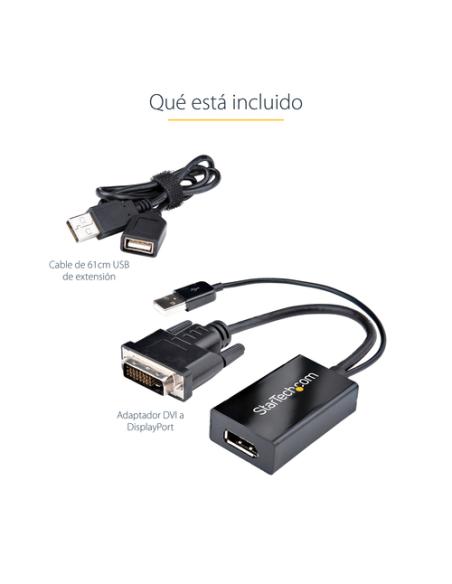 StarTech.com Adaptador DVI a DisplayPort Alimentado por USB - Conversor DVI a DisplayPort - Convertidor DVI-D a DP - 1920x1200
