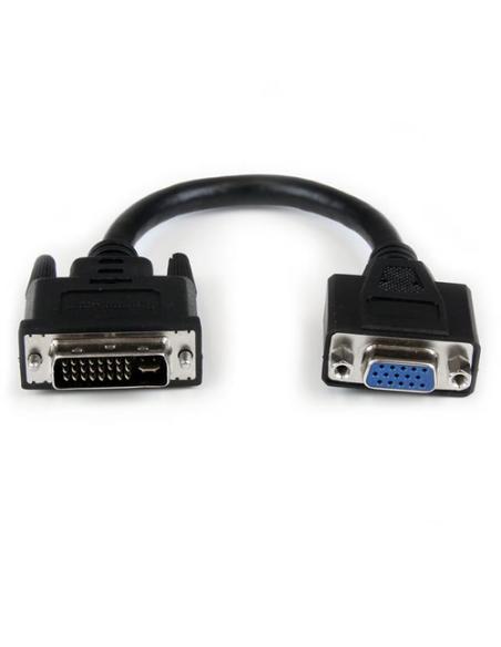 StarTech.com Adaptador Conversor de 20cm DVI-I a VGA - DVI-I Macho - HD15 Hembra - Cable Convertidor Negro