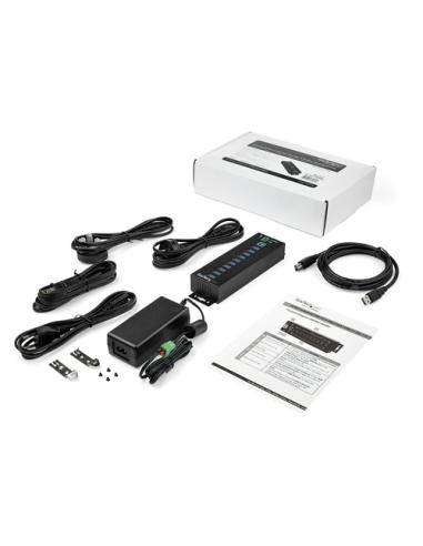 StarTech.com Hub Concentrador Ladrón USB de 10 Puertos con Adaptador de Corriente - con Protección contra Descargas de 350W - Hu