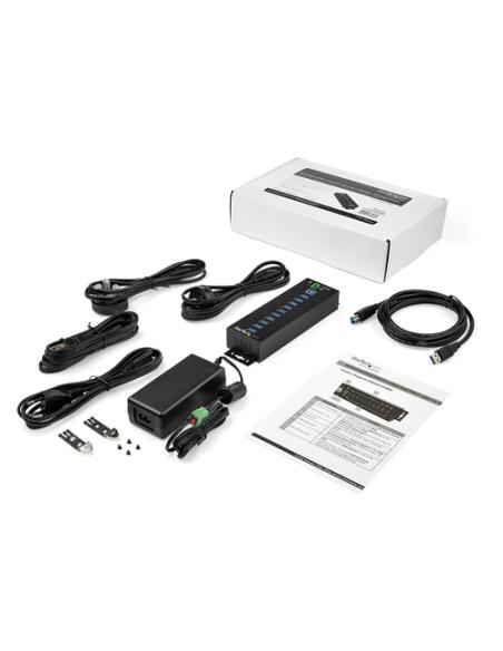 StarTech.com Hub Concentrador Ladrón USB de 10 Puertos con Adaptador de Corriente - con Protección contra Descargas de 350W - Hu