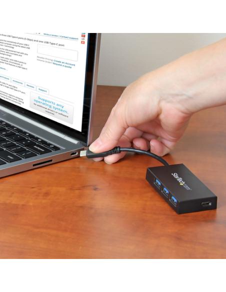 StarTech.com Concentrador USB 3.0 (5Gbps) de 4 Puertos - USB-C a 1x USB-C y 3x USB-A
