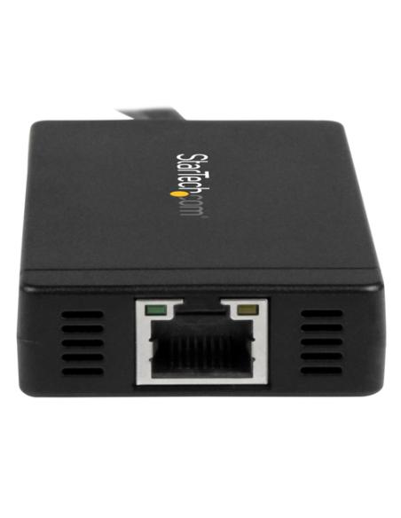 StarTech.com Concentrador USB 3.0 de 3 Puertos con USB-C y Ethernet Gigabit - 5Gbps - Con Adaptador de Alimentación