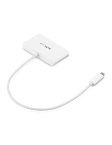 StarTech.com Concentrador USB 3.0 (5Gbps) de 3 Puertos con USB-C y Ethernet Gigabit - Hub Ladrón de USB Convencional - Blanco