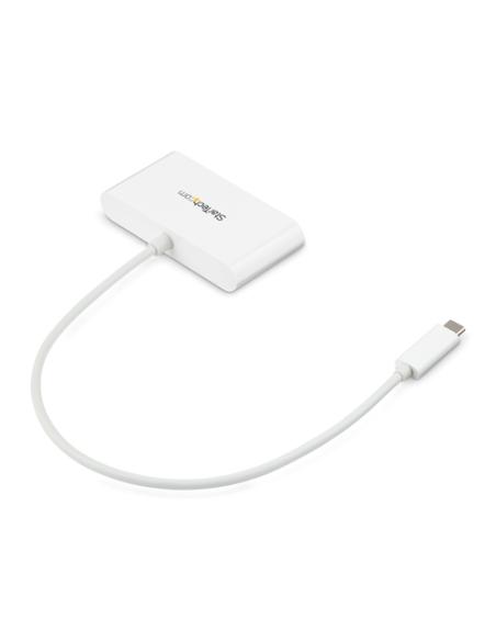 StarTech.com Concentrador USB 3.0 (5Gbps) de 3 Puertos con USB-C y Ethernet Gigabit - Hub Ladrón de USB Convencional - Blanco