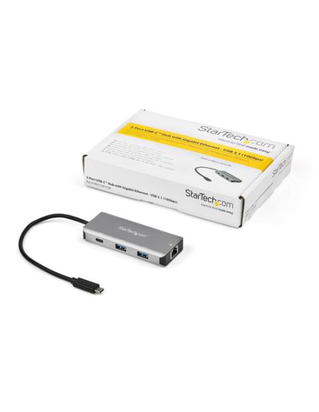 StarTech.com Hub Ladrón USB C con Puerto de Red Ethernet Gigabit RJ45 GbE - Concentrador USB Tipo C USB 3.2 Gen 2 de 10Gbps con 