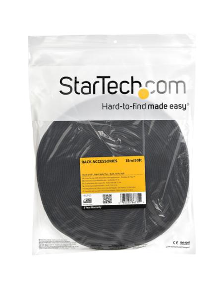 StarTech.com Bobina de 15,2m de Gancho y Bucle - Tiras Reutilizables de Gancho y Bucle - Cinta Sujetacables - Envolturas Ajustab