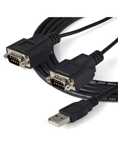 StarTech.com Cable 1,8m USB a 2 Puertos Serie Serial RS232 DB9 Retención del Puerto de Asignación COM