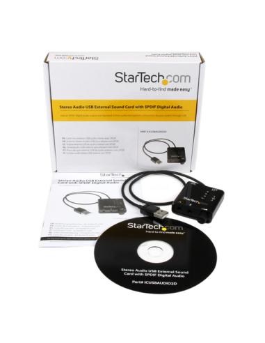 StarTech.com Tarjeta de Sonido Estéreo USB Externa Adaptador Conversor con Salida SPDIF - Negro
