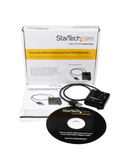 StarTech.com Tarjeta de Sonido Estéreo USB Externa Adaptador Conversor con Salida SPDIF - Negro