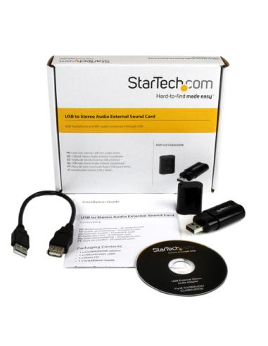 StarTech.com Tarjeta de Sonido Estéreo USB Externa Adaptador Conversor - Negro