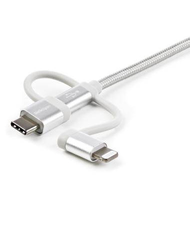 StarTech.com Cable Trenzado de 1m USB a Lightning USB-C y Micro USB - Cable Cargador para Teléfono Móvil iPhone iPad Tablet